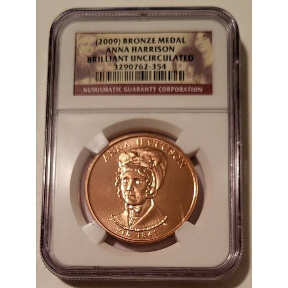 2009 Anna Harrison U.S. Mint First Spouse Bronze Medal BU NGC - Picture 1 of 2